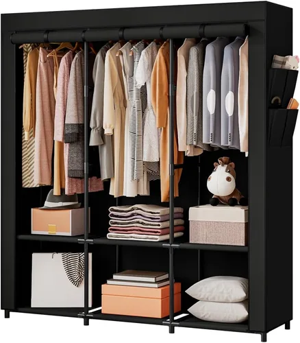 Miniatura 16 de SORCEDAS Portable Closet Wardrobe Organizer Storage with Cover Non-Woben Fabric Portable Wardrobe Closet for Hanging Clothes Racks Shelving 33 Inch