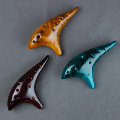 Miniatura 4 de Único Burning Ocarina 12 Agujeros Esmalte Brillante 12 Agujeros Profesional Ocarina brillante en alto (azul)