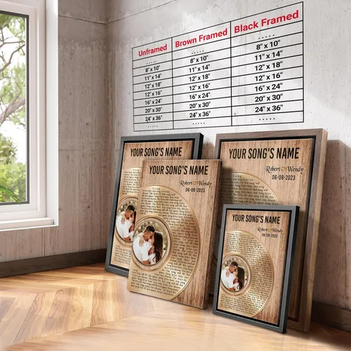 Miniatura 7 de H-DEWALL Regalos para marido de parte de la esposa, letras de canciones personalizadas con marco, discos de vinilo retro, decoración de pared