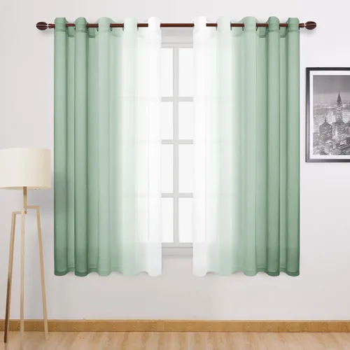Miniatura 104 de DWCN Cortinas Transparentes de Lino Sintético Negro Degradado Ombré - Cortinas Semi Transparentes de Gasa con Ojales en la Parte Superior