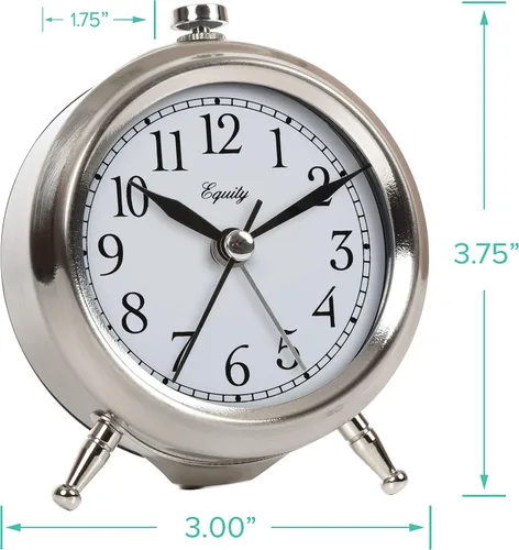 Miniatura 6 de Equity 25655 - Reloj despertador pequeño de metal plateado