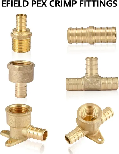 Miniatura 5 de Paquete de 2 accesorios de crimpado de púas EFIELD Pex de 1/2 pulgadas x 1/2 pulgadas, adaptador de codo giratorio NPT hembra, ASTM F1807