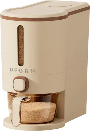 UFORU Dispensador de arroz, recipiente de almacenamiento de arroz con taza medidora para cocina, despensa, hogar, recipientes de almacenamiento de