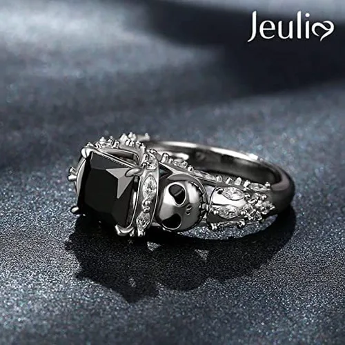 Miniatura 5 de Jeulia Anillo de plata de ley con diseño romántico de calavera de alma para mujer, esposa, novia, compromiso, boda, aniversario, Navidad