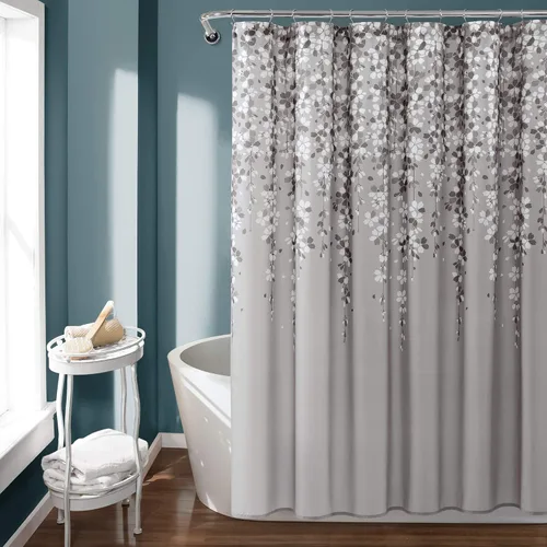 Miniatura 8 de Lush Decor Cortina de Ducha Weeping Flower 72"An x 72"L Amarillo y Gris - Cortinas de Ducha de Tela para Baño - Cortina de Baño Floral - Decoración