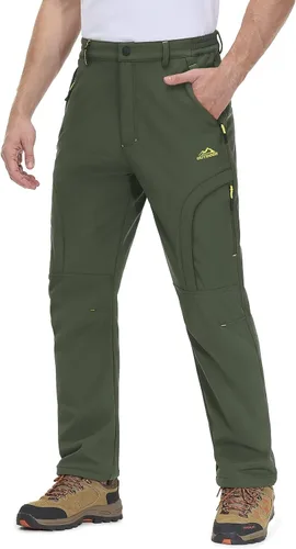 Miniatura 2 de MAGCOMSEN Pantalones de invierno para hombre, 5 bolsillos con cremallera, pantalones de esquí para nieve, con forro polar, resistentes al agua