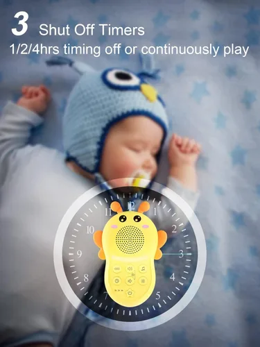 Miniatura 5 de Máquina de sonido portátil para bebé, máquina de sonido de ruido blanco para bebés y niños, máquina de canción de cuna recargable con luz, máquina
