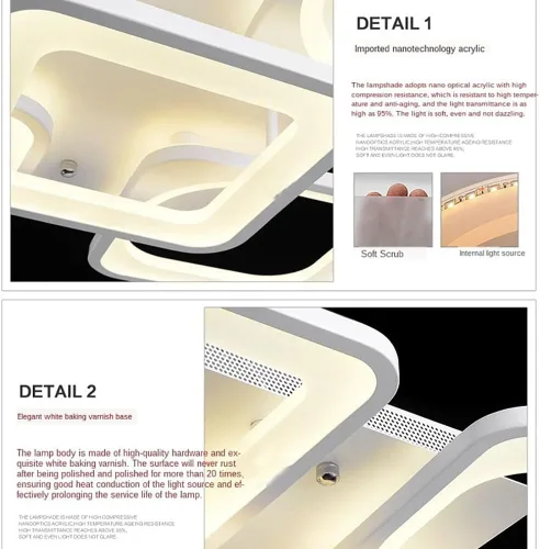 Miniatura 4 de Lámpara LED de techo regulable, 5 luces de techo de 23 pulgadas, montaje empotrado, lámpara de 80 W para sala de estar, dormitorio, cocina