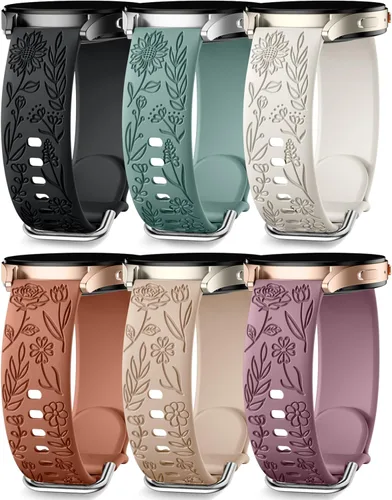 SNBLK 6 unidades de bandas florales grabadas compatibles con Samsung Galaxy Watch 7 Banda 6 5 4 Active 2 FE 40mm 44mm/Watch 6/4 Classic/5 Pro/3,
