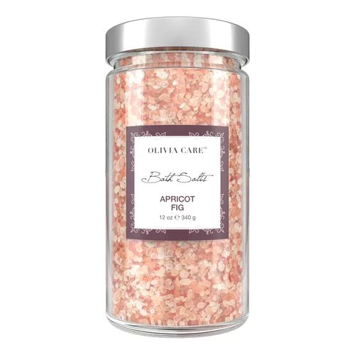 Olivia Care Sales de baño rosas del Himalaya con higos de albaricoque - Alivia y relaja los músculos. Exfolia, cura, rejuvenece, limpia y calma la