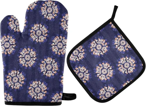 Miniatura 7 de ZZXXB Spring Bird - Guantes de cocina dobles con diseño floral de mariposa, resistentes al calor, antideslizantes, extra largos de 7 x 35 pulgadas