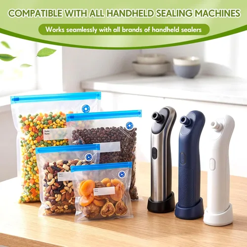 Miniatura 5 de Chumia Sous Vide - Bolsas de 4 tamaños, 60 bolsas reutilizables con sellado al vacío con válvula de aire, bolsa de almacenamiento de alimentos al
