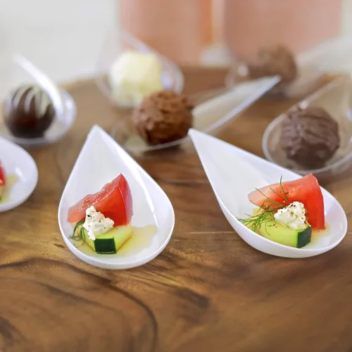 Miniatura 3 de 240 cucharas de plástico para aperitivo de lágrima, color negro para servir postres, pasteles, aperitivos, porciones pequeñas, reutilizables