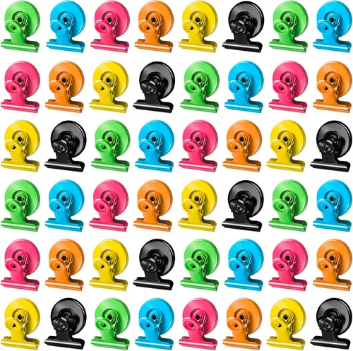 Miniatura 33 de Grtard Paquete de 12 clips magnéticos, imanes de nevera, clips magnéticos fuertes resistentes, clip magnético para pizarra blanca para oficina, Negro