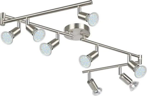 Kit de iluminación LED de pista Unicozin, iluminación de techo de 8 direcciones con acabado de níquel mate, cabezal de luz flexible giratorio, luz