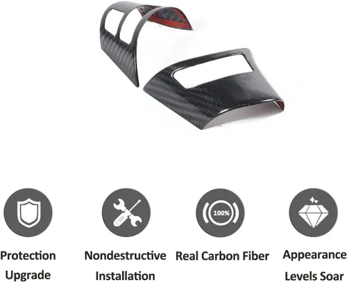 Miniatura 7 de Adhesivos de botón de volante de automóvil de fibra de carbono suave para Chevrolet Corvette C6 2005-2013 (100% fibra de carbono real, negro)