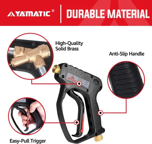 Miniatura 8 de YAMATIC Manguera de lavado a presión de 1/4 de pulgada, 50 pies, cable de tracción trenzado, repuesto de agua fría y caliente, 5000 PSI, pistola