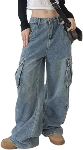 Pantalones vaqueros holgados Grunge Y2K Emo Alt Cargo Pant Fairycore Demin Ropa de pierna ancha Pantalones deportivos Hiphop Streetwear