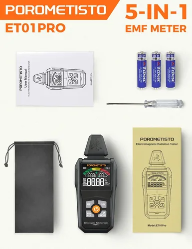 Miniatura 9 de Detector de radiación de medidor EMF, detector EMF ET01Pro, campo electromagnético 5 en 1 y detector de radiofrecuencia para uso doméstico