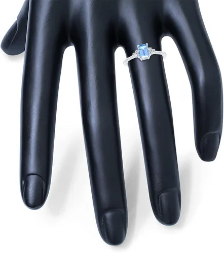 Miniatura 4 de Gemstone and Diamond Ring in 10K White Gold (Available in Emerald, Sapphire, Blue Topaz, Amethyst, and more)