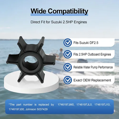 Miniatura 3 de MARKGOO Impulsor de bomba de agua 17461-97JM0 para Suzuki fuera de borda 2.5 HP DF2.5 Motor de barco Piezas de repuesto Johnson 5037429 17461-97JL0