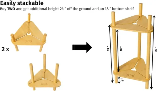 Miniatura 3 de Soporte ajustable para macetas de interior – Madera de bambú, altura y ancho ajustable (no necesita herramientas), se adapta a macetas pequeñas
