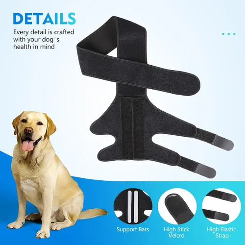 Miniatura 3 de Rodillera negra para perro para pierna trasera, soporte ajustable para piernas de perro, pierna trasera para aliviar el dolor en las articulaciones