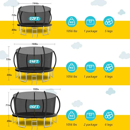 Miniatura 6 de SkyBound Trampolín con red de seguridad – Trampolín grande de 10 pies, 12 pies, 14 pies, para patio trasero, al aire libre, aprobado por ASTM