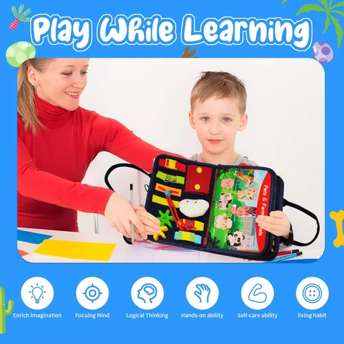 Miniatura 7 de TenFans Tablero de Actividades - Juguetes Montessori para niños de 3+ años - Juguetes sensoriales para niños pequeños de 3-5 años - Regalos