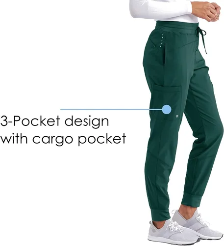 Miniatura 3 de Barco One Pantalón deportivo pantalón quirúrgico de altura media con tejido elástico de 4 vías y 3 bolsillos para mujer