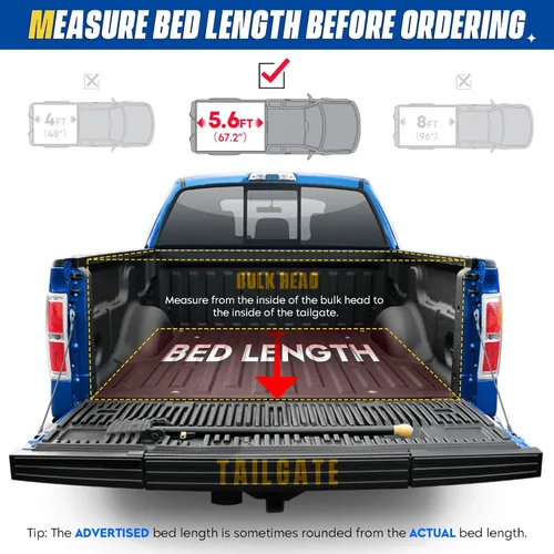Miniatura 2 de Cubierta rígida de tres pliegues para caja de camioneta Ford F-150 2015-2025, F-150 Lightning 2022-2025, caja de 5.6 pies y 67.2 pulgadas