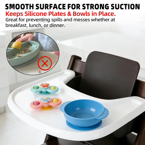 Miniatura 3 de Bandeja para Silla Alta para Bebé Compatible con Silla Stokke Tripp Trapp (V2 y más allá) con Superficie Lisa y Fuerte Potencia de Succión Hecha