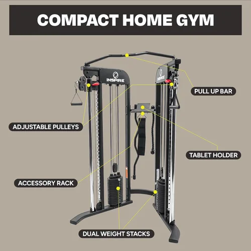 Miniatura 2 de Inspire Fitness FTX - Entrenador funcional compacto para el hogar con accesorios - Diseño que ahorra espacio - Máquina de cable para gimnasio