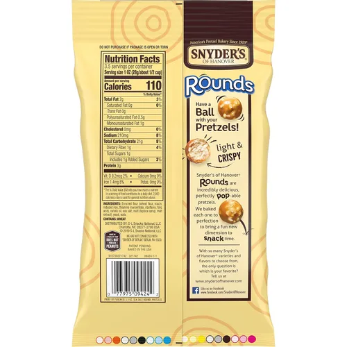 Miniatura 4 de Snyder's of Hanover Pretzels, redondos, sal marina, 3.5 onzas (paquete de 8)
