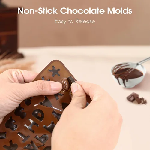 2 moldes de silicona para letras para chocolate y fondant, juego de moldes antiadherentes del alfabeto con raspador, decoración de pasteles,