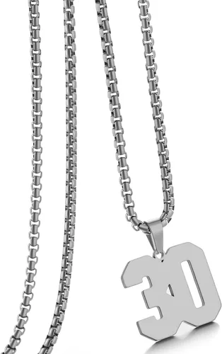 Miniatura 135 de Collar de Número Dorado para Hombre, Cadena de Acero Inoxidable con Colgante de Número para Atletas, Joyería Deportiva Personalizada para Niños