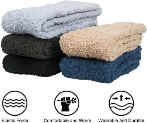 Miniatura 2 de YSense 5-6 Pairs Mens Fuzzy Socks Winter Slipper Fleece Socks Men