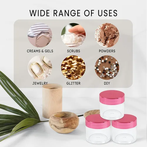 Miniatura 5 de Beauticom 12 recipientes transparentes redondos de acrílico de 1 onza con tapa superior plana, para cremas, lociones, maquillajes, cosméticos