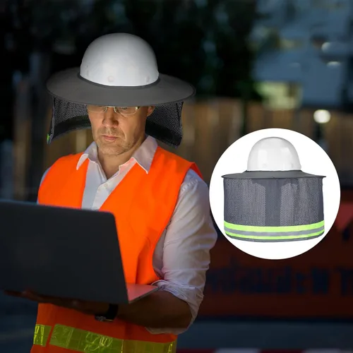 Miniatura 6 de SATINIOR 2 unidades de casco de protección solar para el cuello, alta visibilidad, malla de ala completa, protección solar y polaina para el cuello