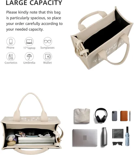 Miniatura 6 de NEGBIU The Tote Bag para mujer, bolso de mano de piel sintética, hombro, bandolera o bolsa con asa para el trabajo, la escuela
