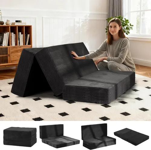 Miniatura 14 de Colchón plegable de tres pliegues de 6 pulgadas, sofá cama plegable con funda extraíble lavable, colchón de futón portátil de tamaño completo