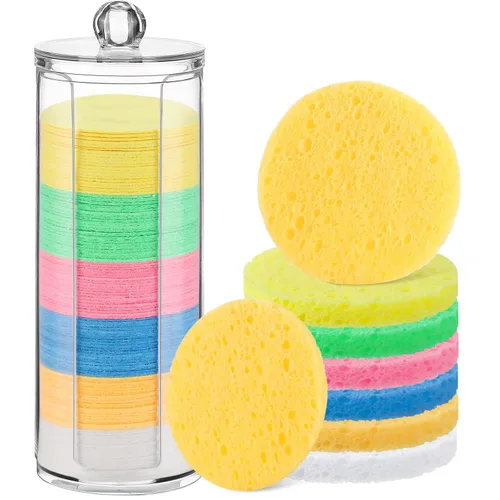 Miniatura 9 de 120 esponjas faciales comprimidas, exfoliantes faciales naturales, esponjas faciales desechables para limpieza, almohadillas faciales redondas