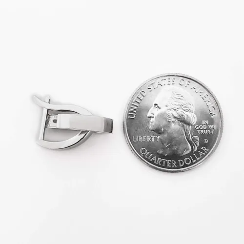 Miniatura 3 de Galaxy Gold GG Pendientes Huggie ovalados lisos de oro blanco macizo de 14 k, Metal Gema