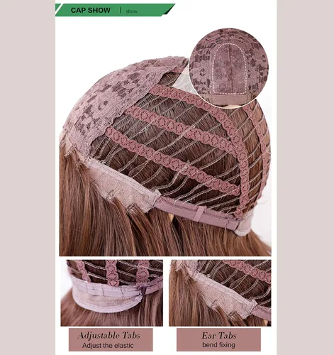 Miniatura 5 de vedar Pelucas rojas caoba con flequillo, pelucas de color rojo cobre para mujer, cabello sintético largo hasta el hombro, peluca completa roja