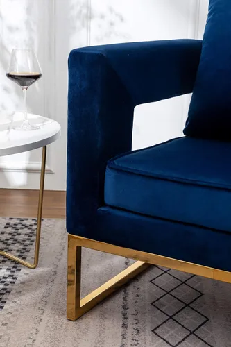 Miniatura 14 de Roundhill Furniture Lenola - Silla tapizada con brazos, color azul, 29.75 pulgadas de profundidad x 27.5 pulgadas de ancho x 34.5 pulgadas de alto