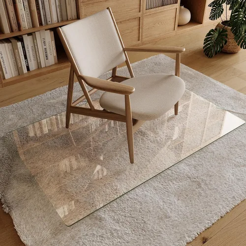 Miniatura 4 de Koonmi Tapete para silla de vidrio templado de 30 x 48 pulgadas, tapete para silla de oficina de alta calidad para suelos de madera dura y alfombra