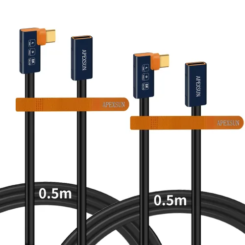 APEXSUN Cable de extensión USB C (1.6 pies), cable coaxial corto USB-C macho a hembra compatible con Thunderbolt 4/3, USB4, PD240W, video 8K/4K,