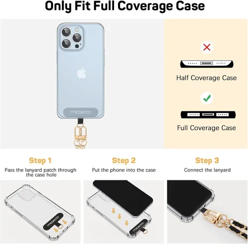 Miniatura 4 de MoKo Correa cruzada para teléfono, cadena universal para iPhone, Samsung, la mayoría de los teléfonos inteligentes, 1 correa para el cuello, 1