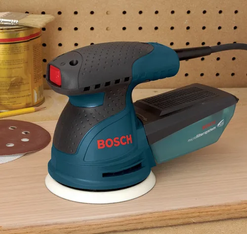 Miniatura 6 de BOSCH ROS20VSC lijadora palmar 2.5 Amp 5 pulgadas con cable, lijadora orbital aleatoria de velocidad variable, kit pulidor con colector de polvo