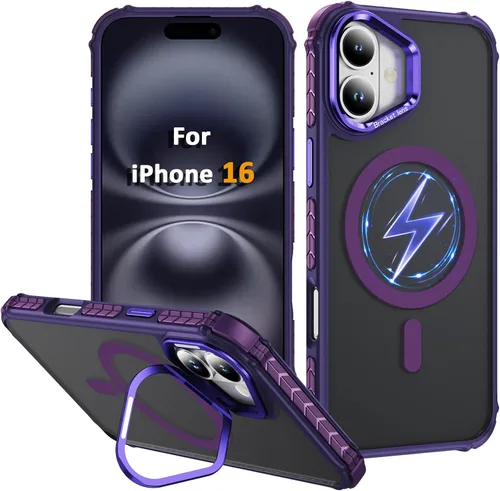 Miniatura 63 de i Phone 13 - Funda para iPhone 14, compatible con carga inalámbrica MagSafe, resistente, a prueba de golpes, soporte ajustable, color rojo mate